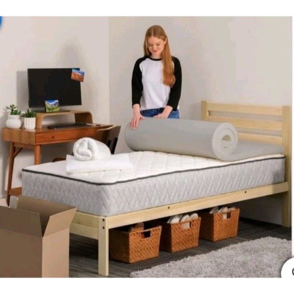 Sealy Twin XL Charcoal Infused Memory Foam Dorm Sleep Bundle, 3-Piece Set New - Picture 2 of 4